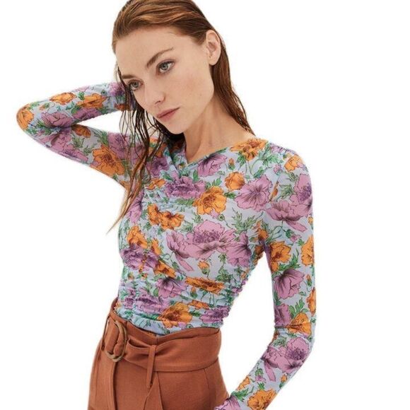 Veronica Beard Myrna Ruched Floral Top Size 10 - Picture 1 of 10